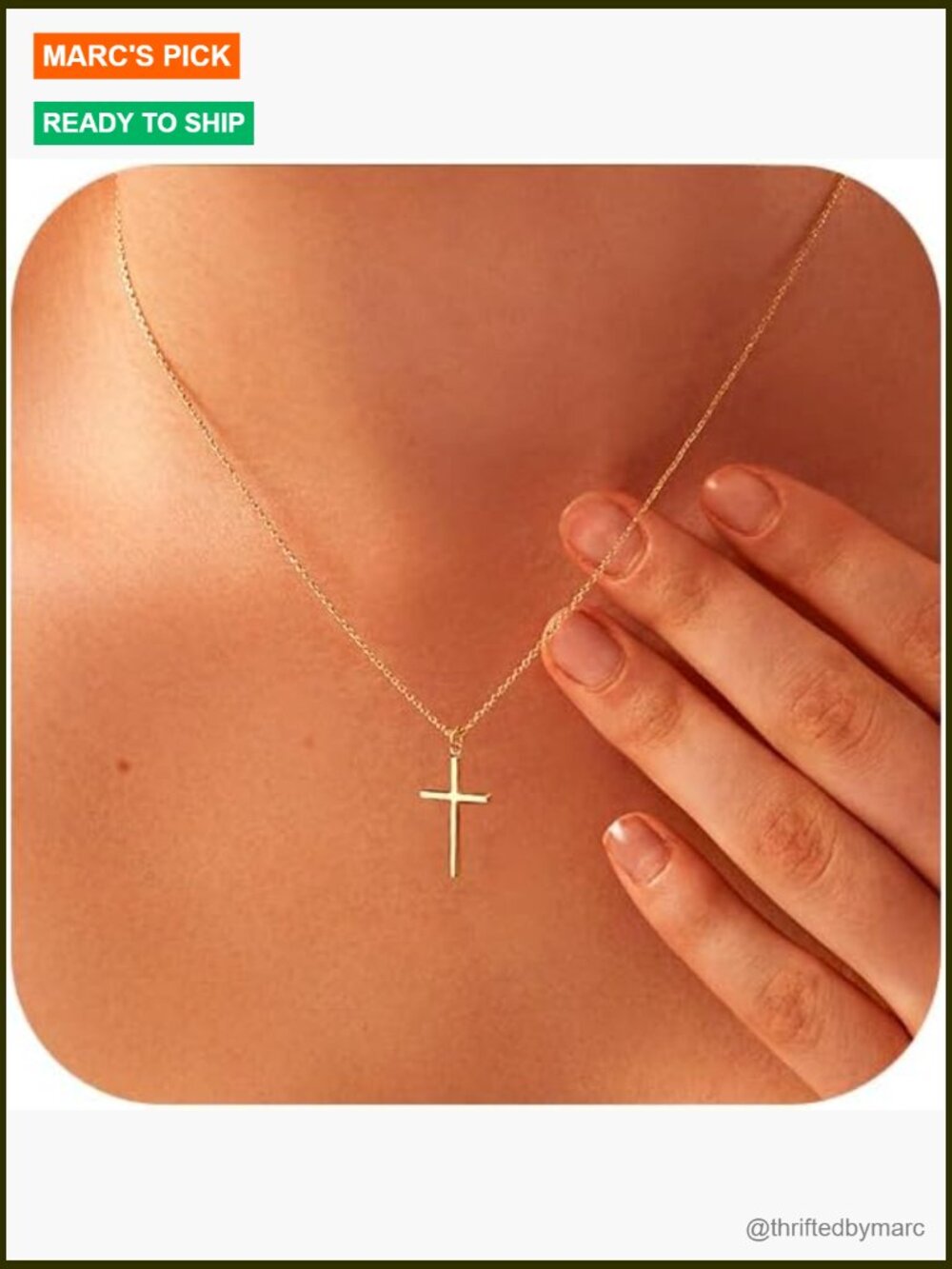 14K Gold Plated Cross Pendant Necklace Dainty Layered Choker